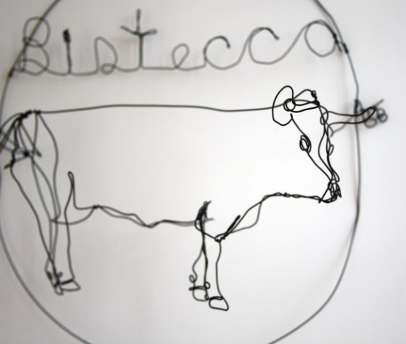 bistecca wire sculpture by Food Woolf Brooke Burton