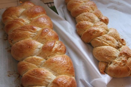 Finnish Pulla bread, braided sweet bread 