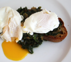 Thumbnail image for Perfect Poached Eggs with Sautéed Kale and Toast
